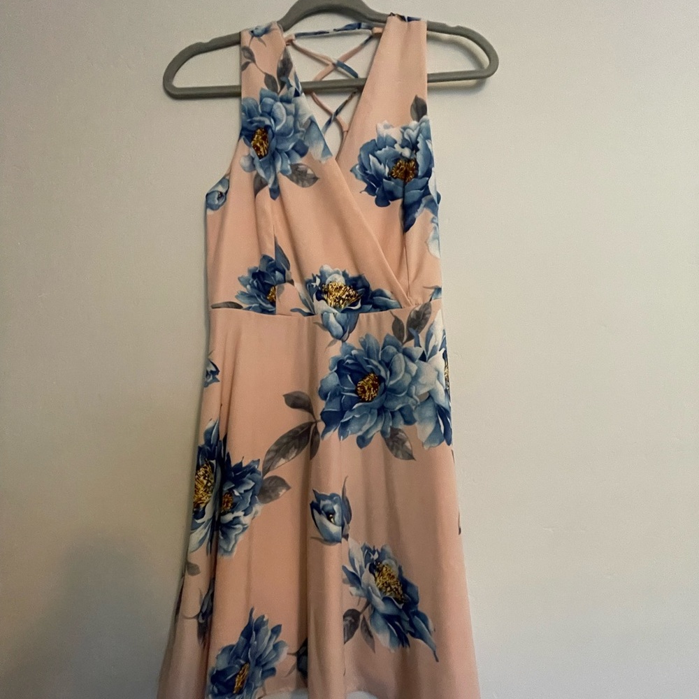 Lulus Floral Sleeveless Dress - Pink and Blue